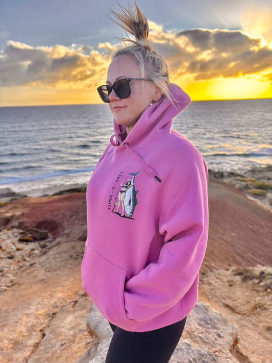 Wild Catch Hoodie - Pink/Slate Green